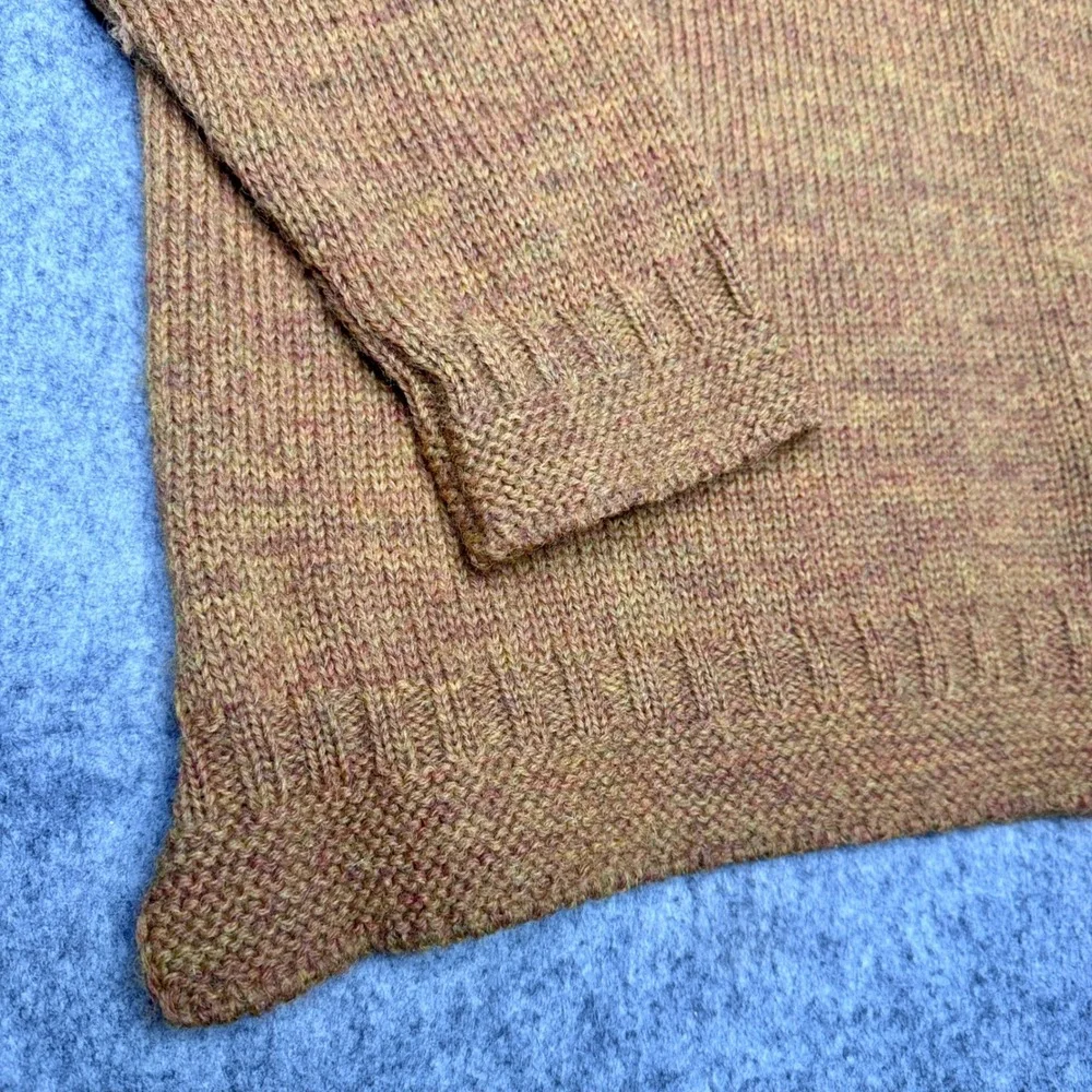 Aran Crafts‎ Ireland Mens 100% Wool Mock Neck Sweater Marled Orange Size M